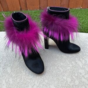 Fendi fox fur trim boots